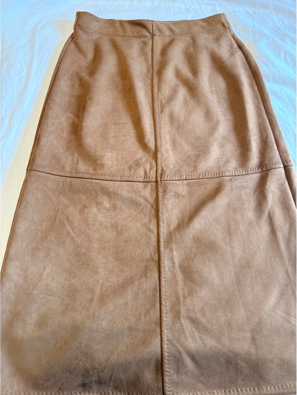 NWT* Max studio London brown camel faux suede midi skirt stretchy size medium - Picture 9 of 9